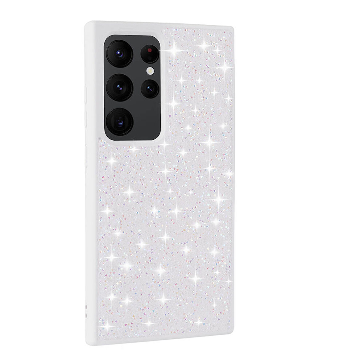 Galaxy S24 Ultra Uyumlu Parlak Taşlı Tasarım Pırlanta Zore Kılıf-Beyaz