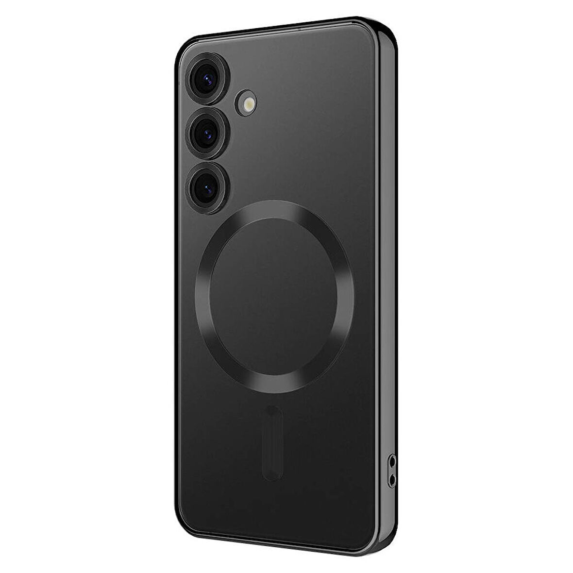 Galaxy S24 Plus Uyumlu Kamera Korumalı Magsafe Wireless Şarj Özellikli Zore Demre Kapak-Siyah