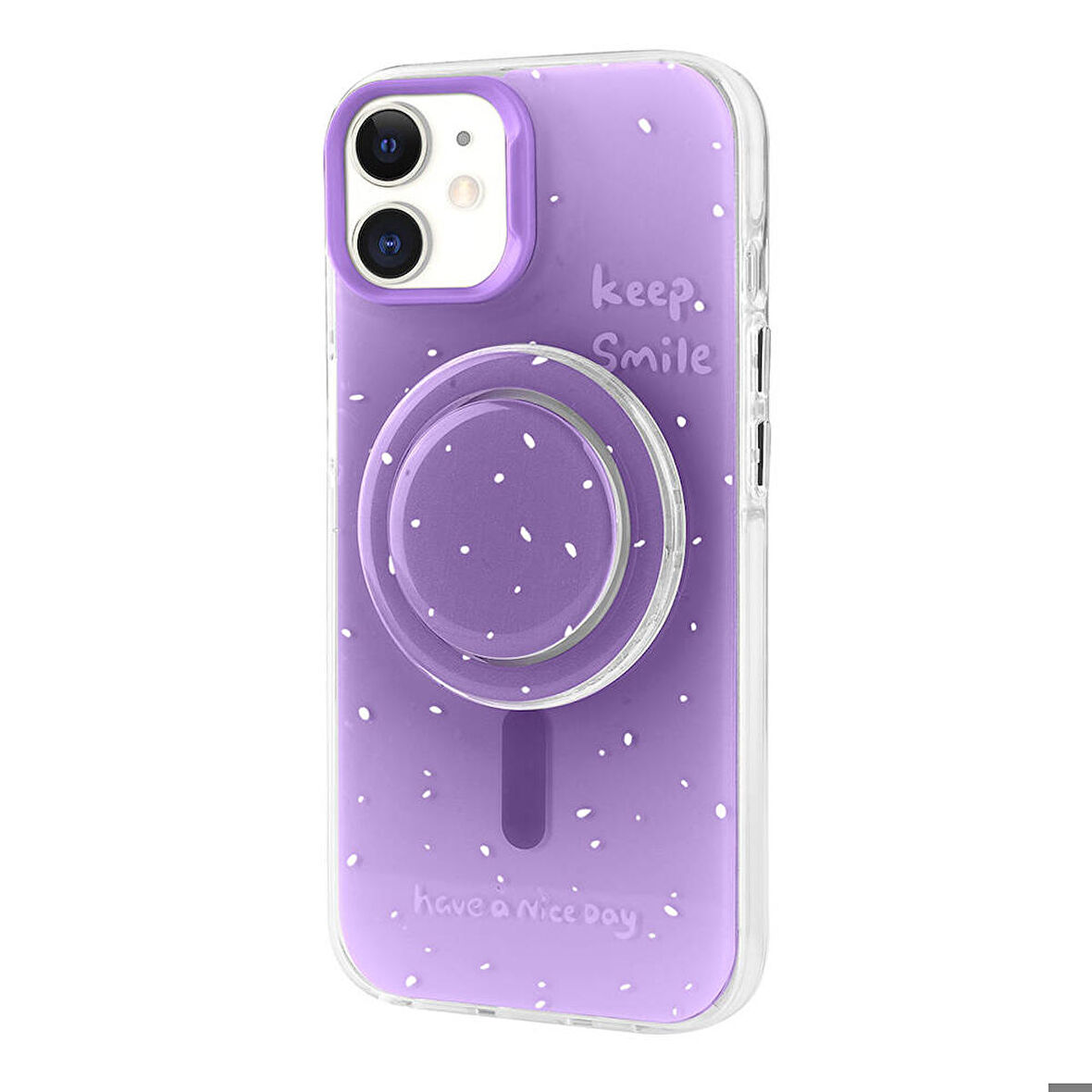 iPhone 11 Uyumlu Zore Magsafe Şarj Özellikli Tak-Çıkar Pop Soketli Zore Tiktok Kapak-Mor