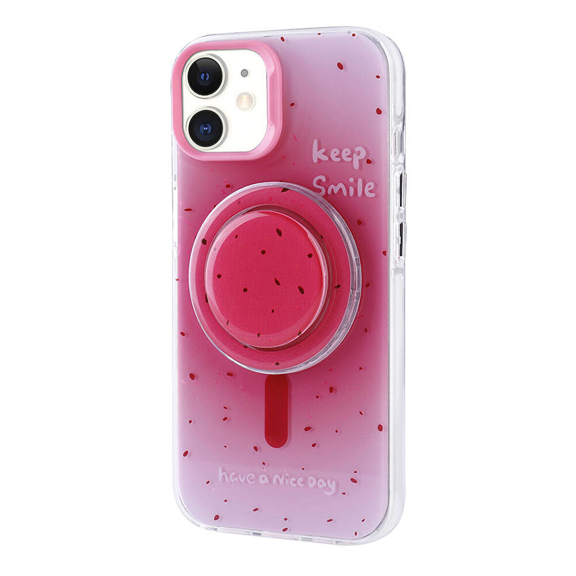iPhone 11 Zore Magsafe Şarj Özellikli Tak-Çıkar Pop Soketli Zore Tiktok Kılıf-Pembe Koyu