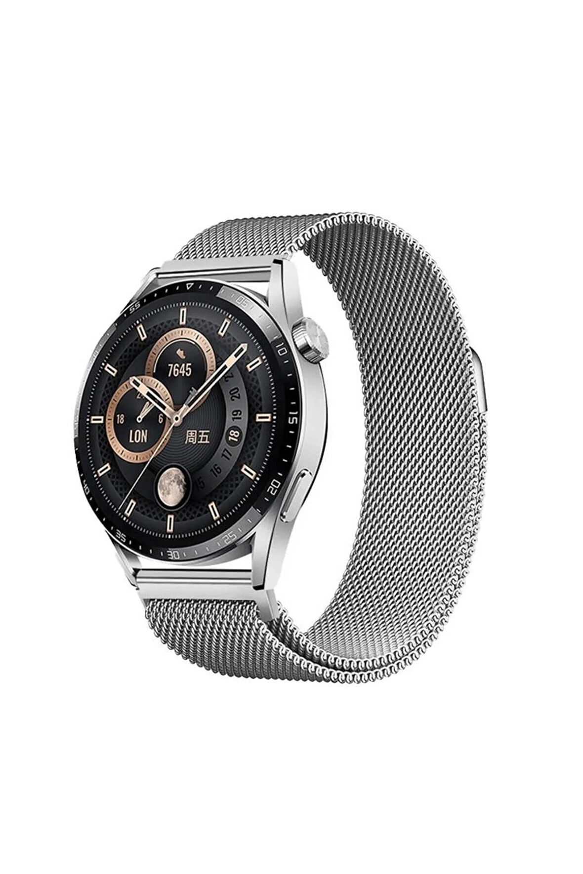 Gear S3 Ensueno Band-12 22mm Metal Hasır Kordon-Gümüş
