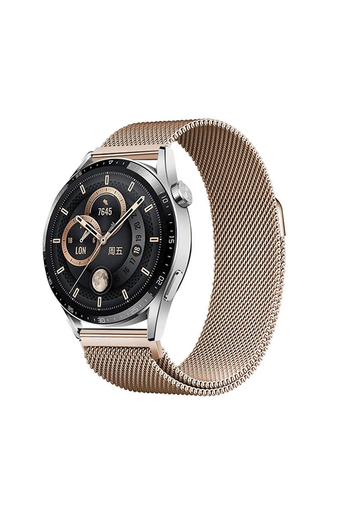 Gear S3 Ensueno Band-12 22mm Metal Hasır Kordon-Rose Gold