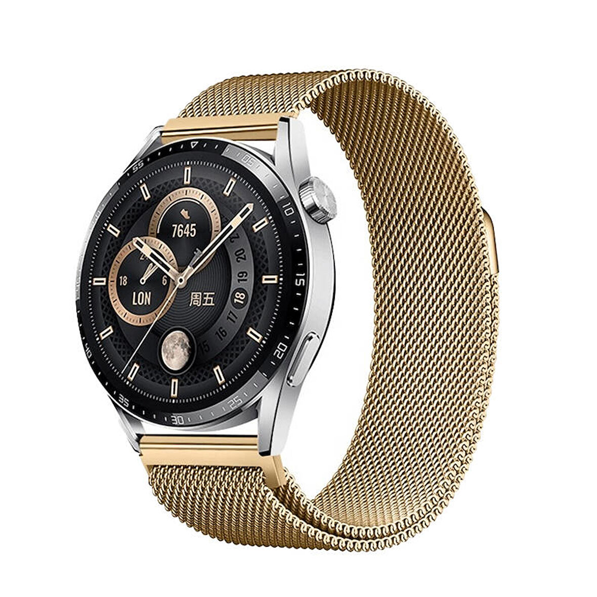 Gear S2 Zore Band-12 20mm Metal Hasır Kordon-Gold