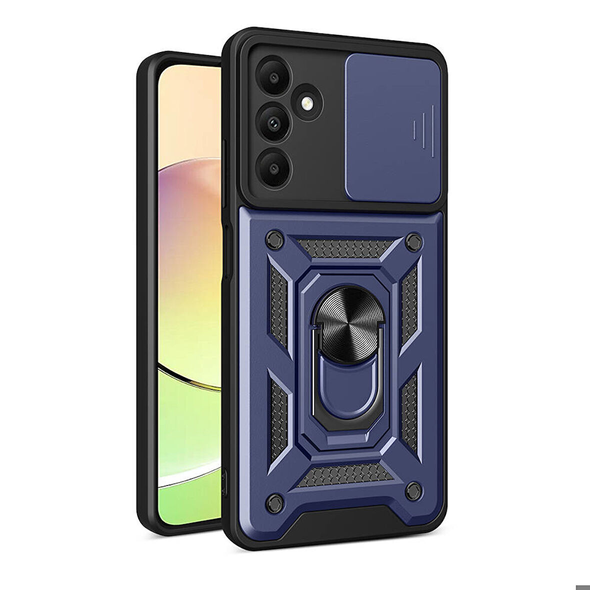 Samsung Galaxy A15 Kılıf Magnetik Standlı Kamera Korumalı Sürgülü Vega Kapak