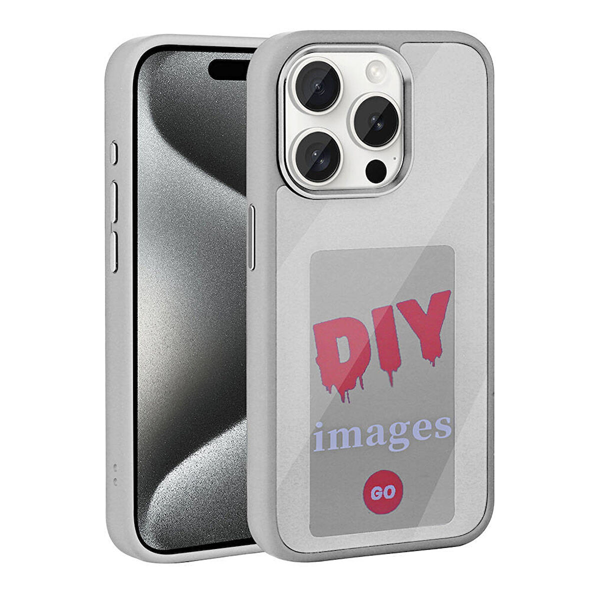 Apple iPhone 15 Pro Kılıf Ekranı Yansıtan Zore Akıllı NFC Kapak-Gri