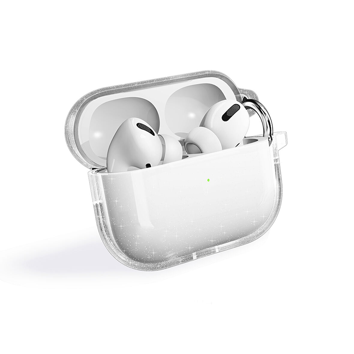 Vendas Air Pods Pro 2 Zore Allstar Airbag 32 Parlayan Simli Saydam Renkli Kılıf-Şeffaf