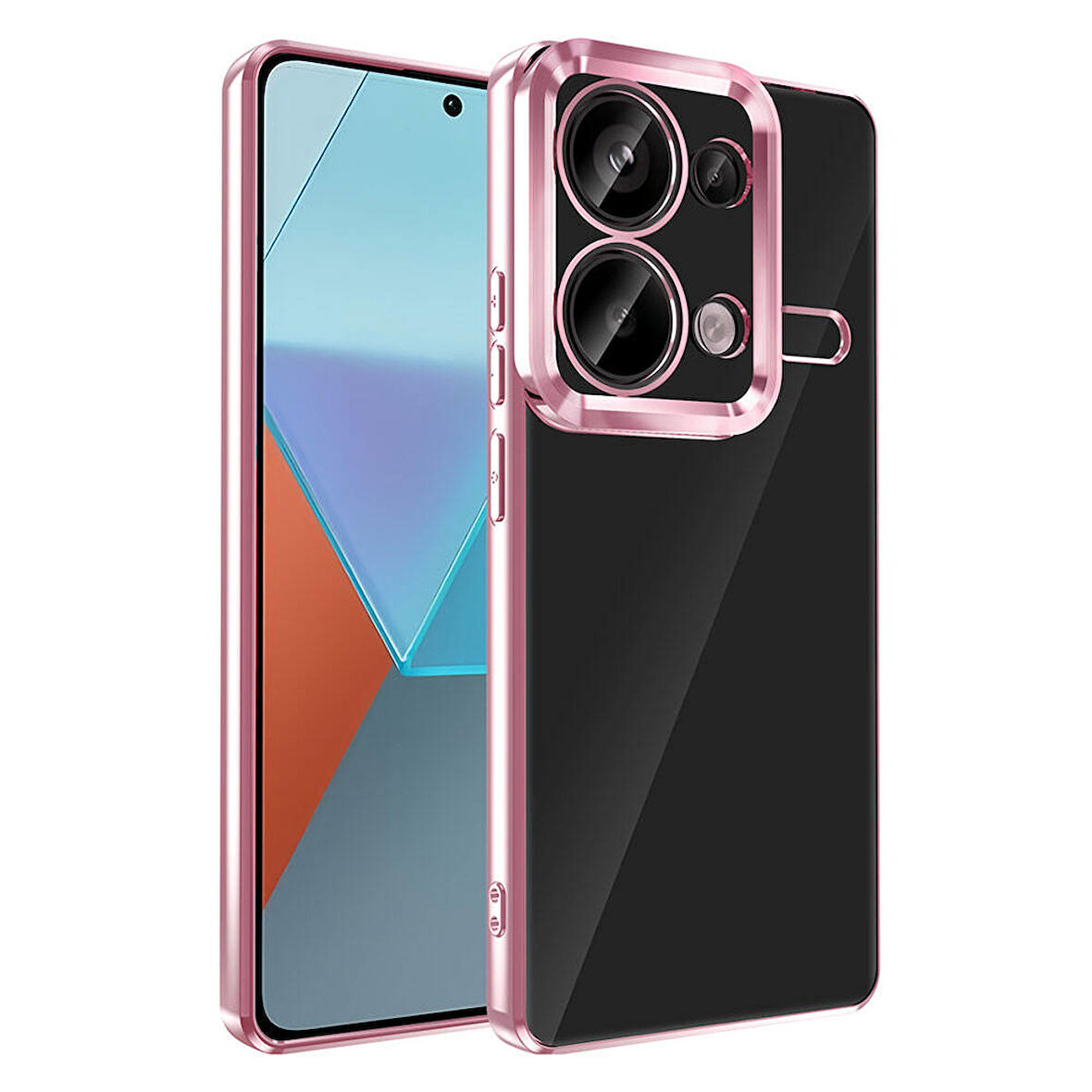 Xiaomi Redmi Note 13 Pro 4G Kılıf Kamera Korumalı Logo Gösteren Zore Omega Kapak-Rose Gold