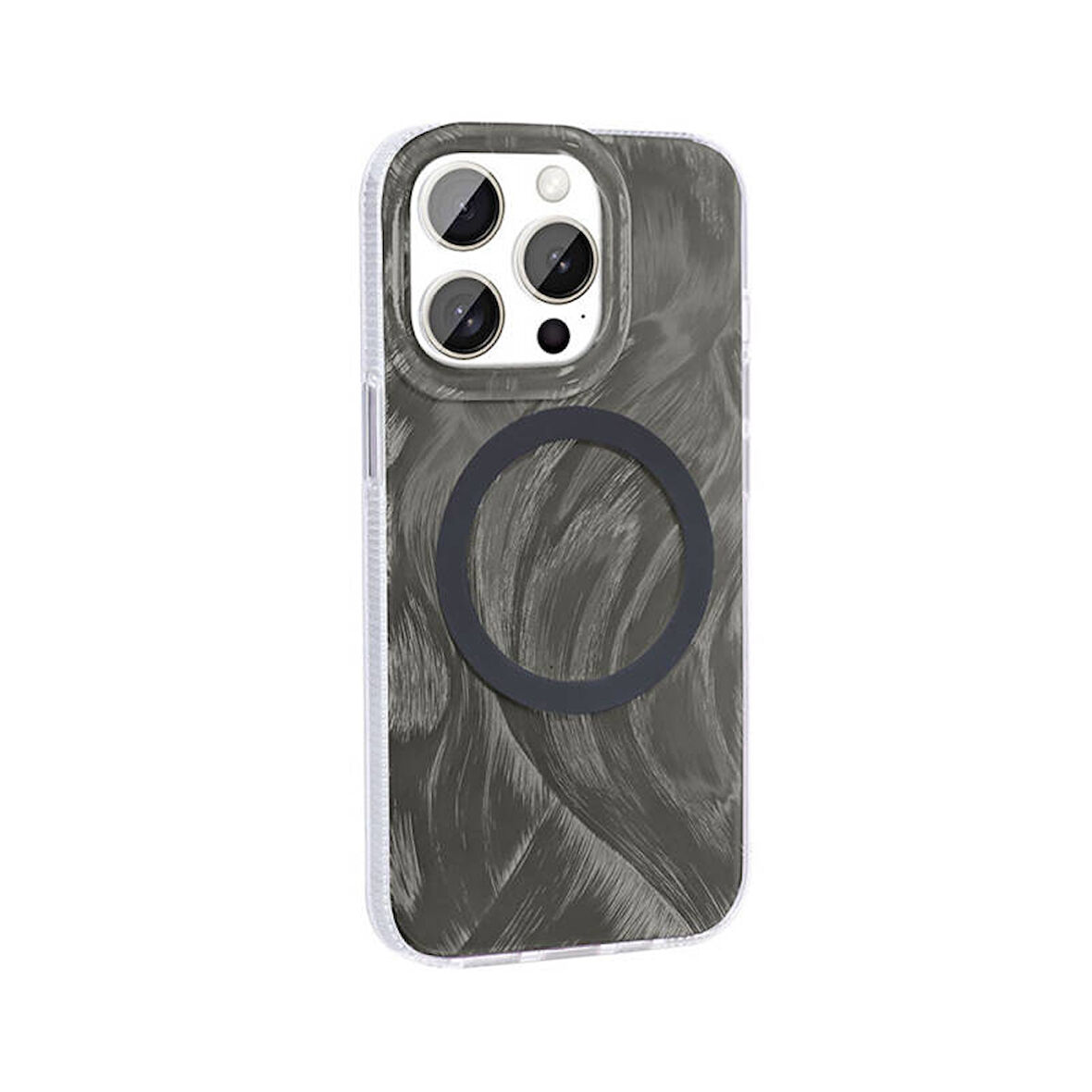 Apple iPhone 15 Pro Max Kılıf Magsafe Şarj Özellikli Fırça Boya Desenli Palet Kapak