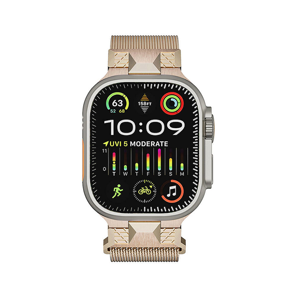 Apple Watch Ultra 49mm Zore KRD-107 Metal Hasır Kordon-Starlight