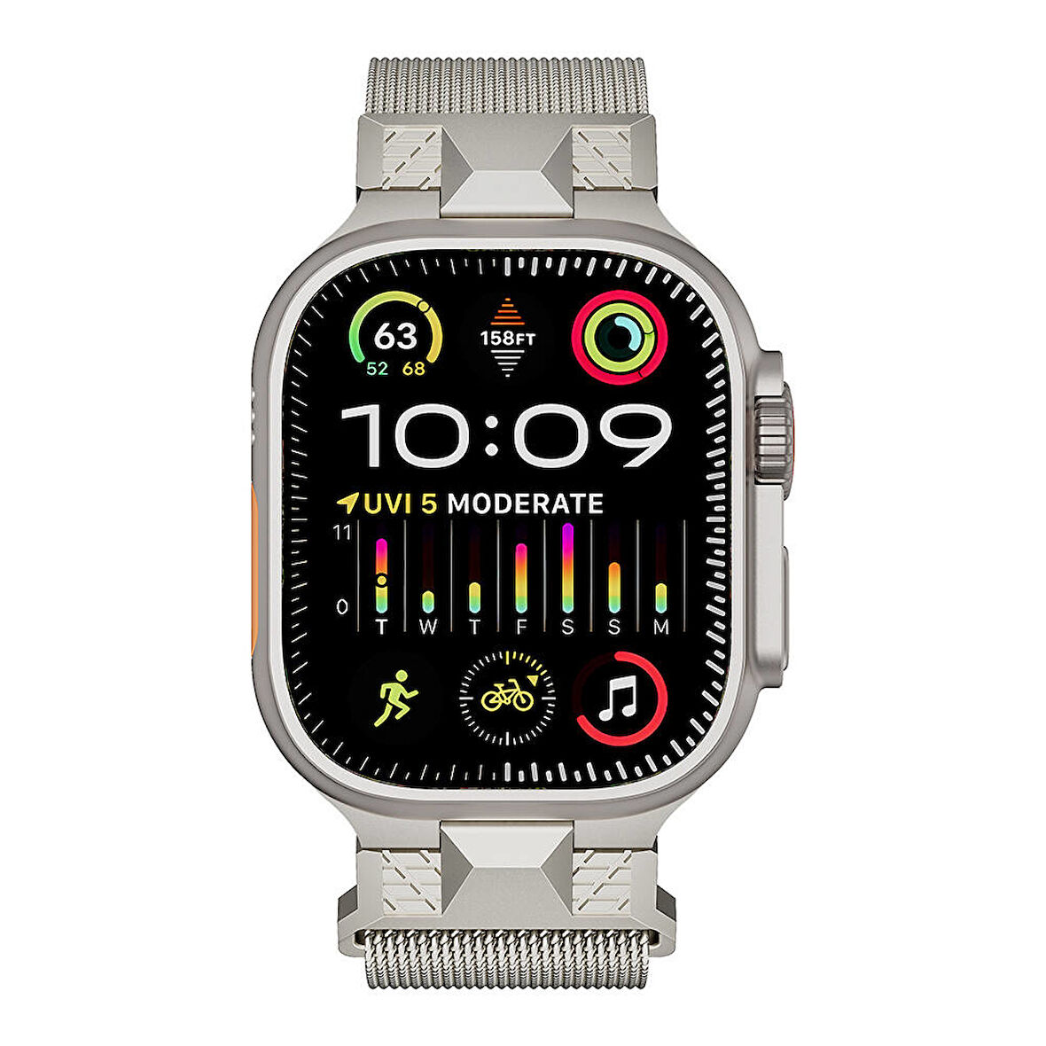 Apple Watch Ultra 49mm Zore KRD-107 Metal Hasır Kordon-Gri
