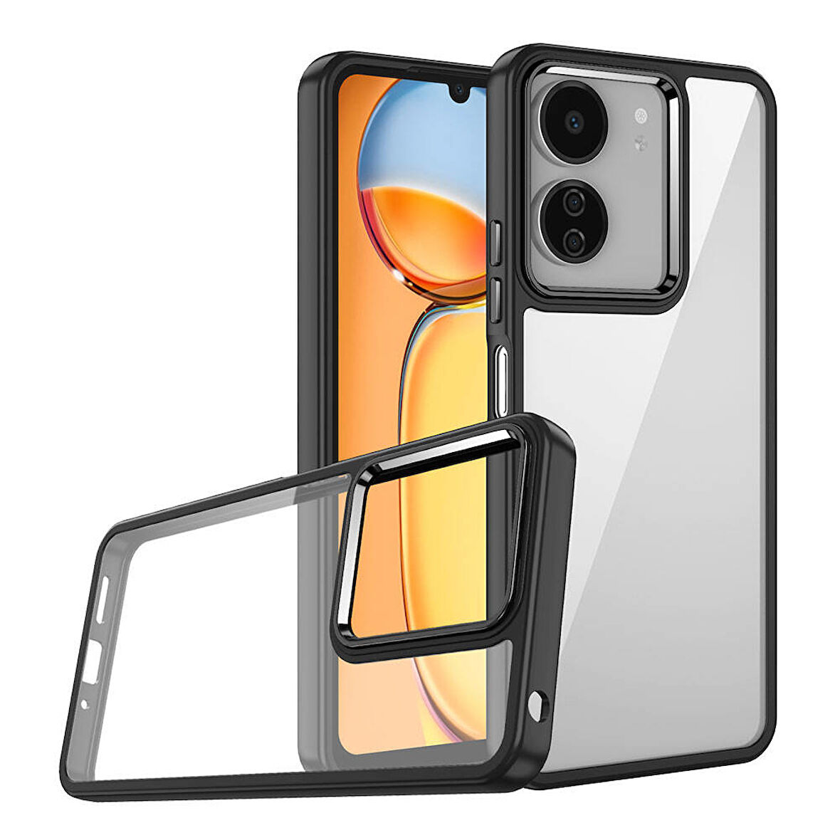 Xiaomi Redmi 13C Kılıf Zore Flora Kapak-Siyah