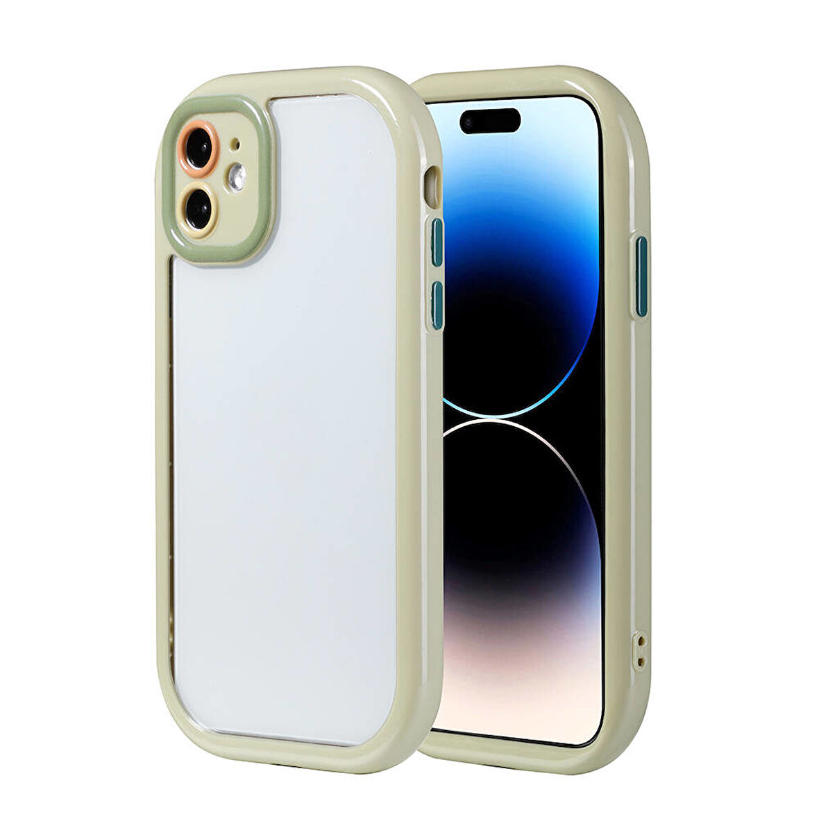 iPhone 11 Kılıf Kamera Korumalı Renkli Kenar ve Çerçeve Tasarımlı Zore Vitamin Kapak-Yeşil