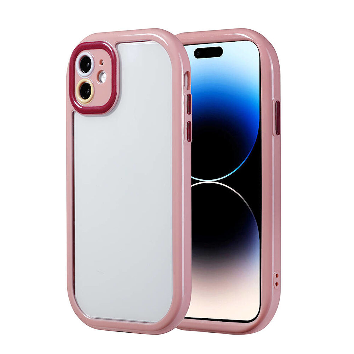 Apple iPhone 11 Kılıf Kamera Korumalı Renkli Kenar ve Çerçeve Tasarımlı Zore Vitamin Kapak-Mürdüm