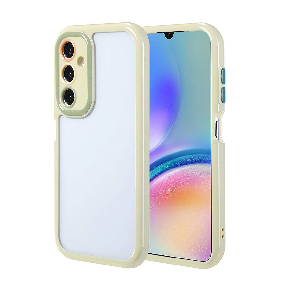 Galaxy A05S Kılıf Kamera Korumalı Renkli Kenar ve Çerçeve Tasarımlı Zore Vitamin Kapak-Yeşil