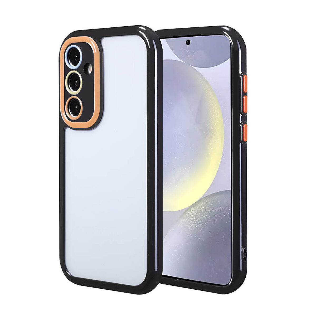 Galaxy S24 Kılıf Kamera Korumalı Renkli Kenar ve Çerçeve Tasarımlı Zore Vitamin Kapak-Siyah