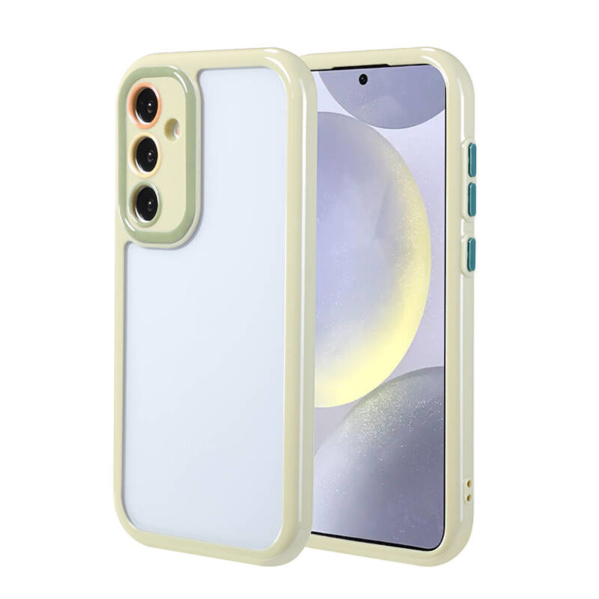 Galaxy S24 Kılıf Kamera Korumalı Renkli Kenar ve Çerçeve Tasarımlı Vitamin Kapak
