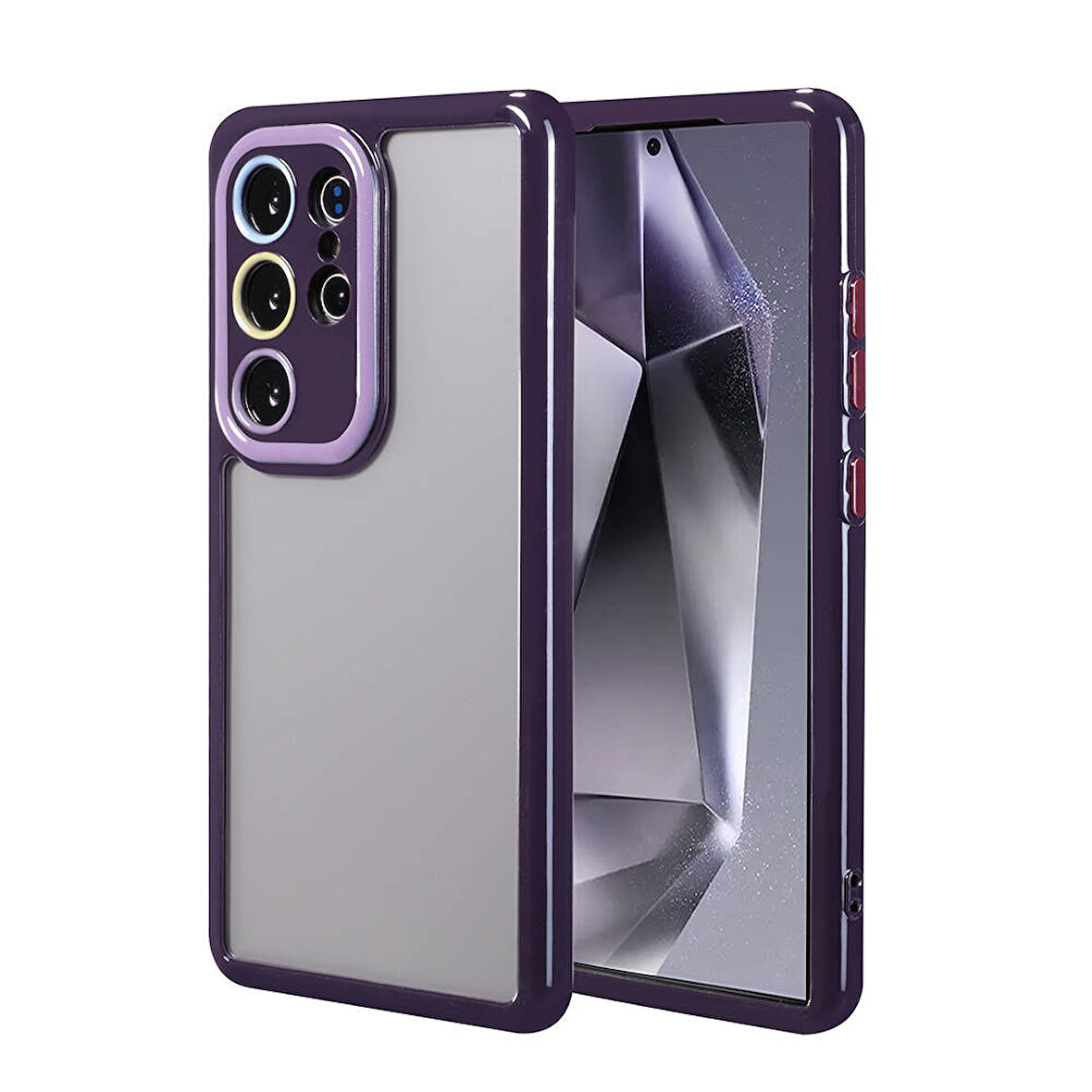 Galaxy S24 Ultra Kılıf Kamera Korumalı Renkli Kenar ve Çerçeve Tasarımlı Zore Vitamin Kapak-Derin Mo