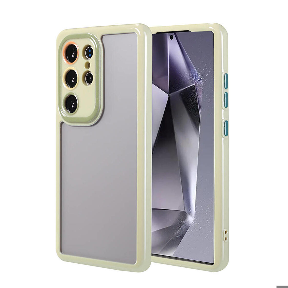 Samsung Galaxy S24 Ultra Kılıf Kamera Korumalı Renkli Kenar ve Çerçeve Tasarımlı Vitamin Kapak