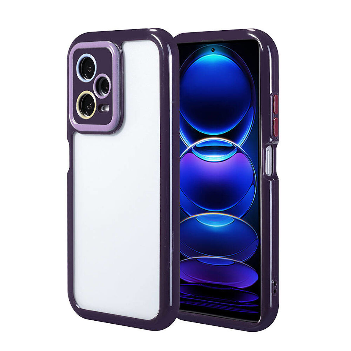 Xiaomi Redmi Note 12 Pro 5G Kılıf Kamera Korumalı Renkli Kenar ve Çerçeve Tasarımlı Zore Vitamin Kapak-Derin Mor