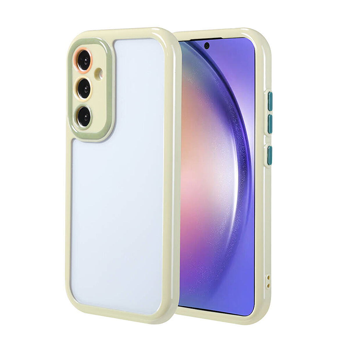 Galaxy A54 Kılıf Kamera Korumalı Renkli Kenar ve Çerçeve Tasarımlı Zore Vitamin Kapak-Yeşil