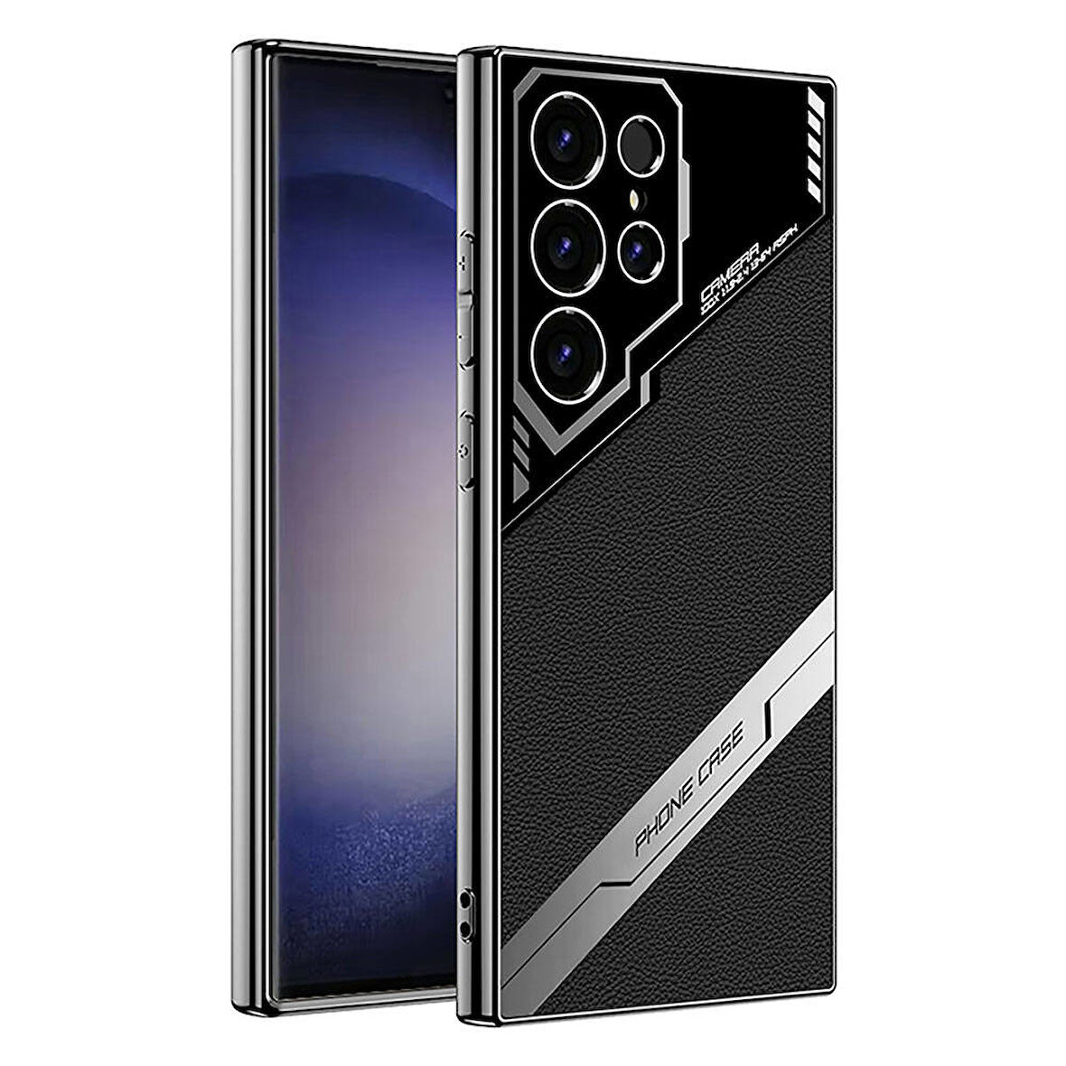 Galaxy S23 Ultra Kılıf Kamera Korumalı Suni Deri Tasarım Zore Yeni Seri Procase Kapak-Siyah