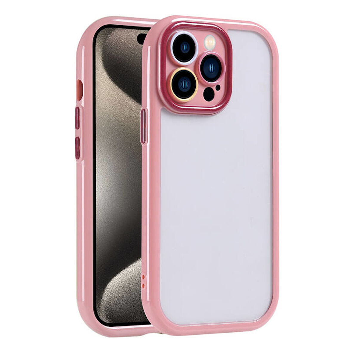Apple iPhone 15 Pro Max Kılıf Kamera Korumalı Renkli Kenar ve Çerçeve Tasarımlı Vitamin Kapak