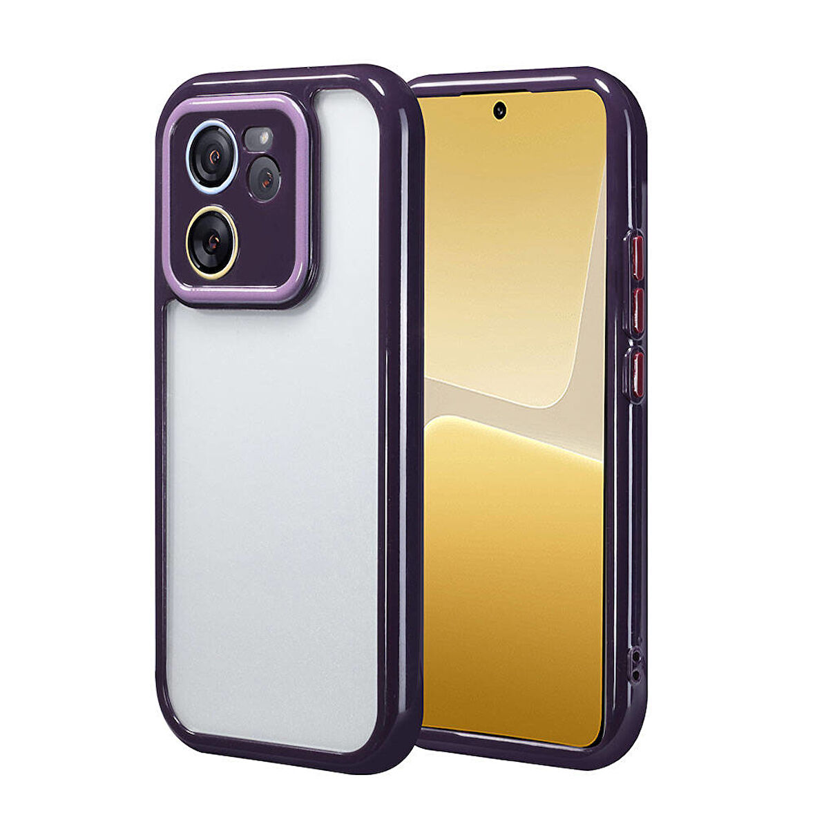 Xiaomi Mi 13T Pro Kılıf Kamera Korumalı Renkli Kenar ve Çerçeve Tasarımlı Zore Vitamin Kapak-Derin M