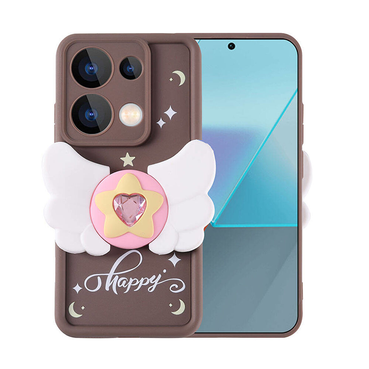 Xiaomi Redmi Note 13 Pro 4G Kılıf Kamera Korumalı Figür Tasarımlı Zore Kapya Kapak-Koyu Kahve