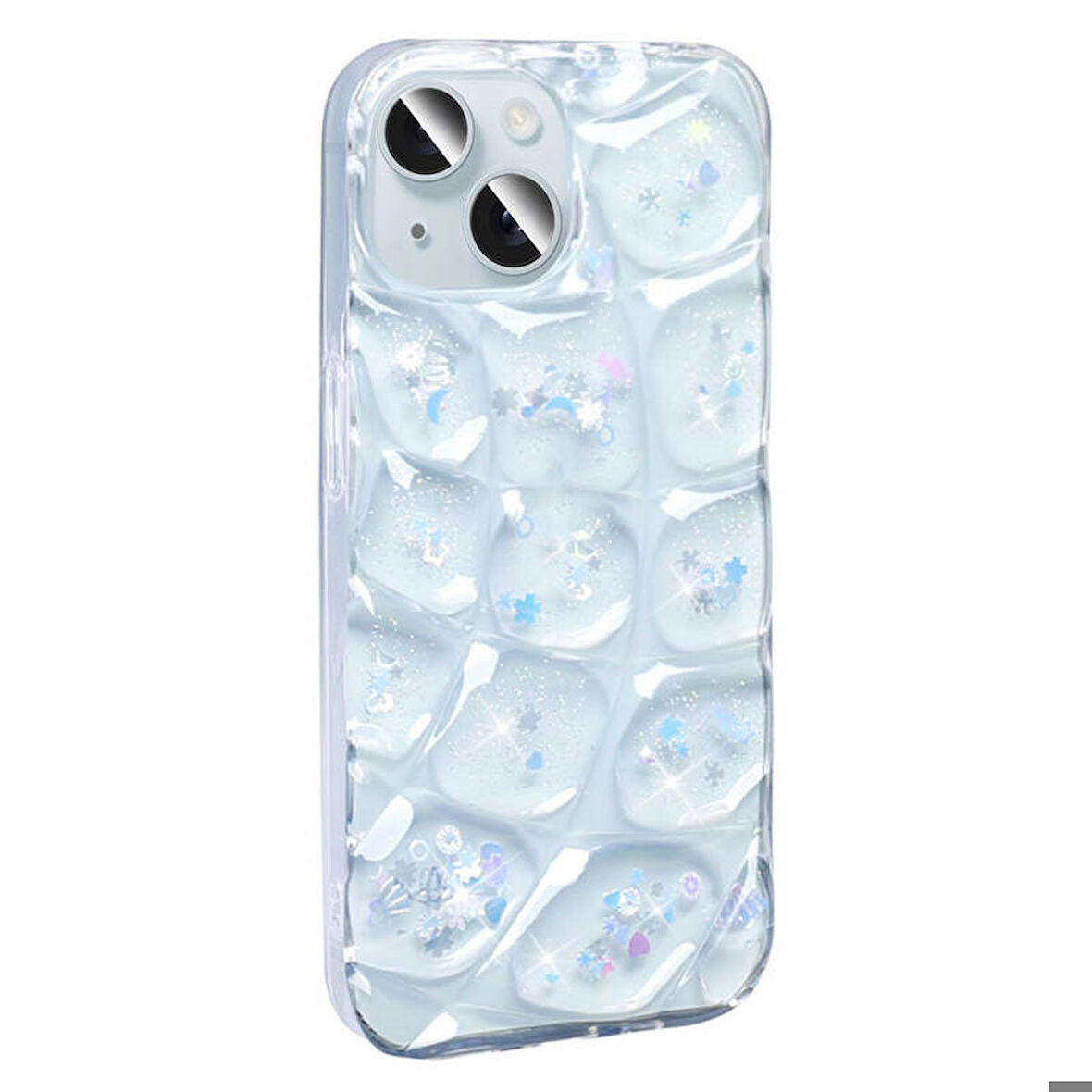 Apple iPhone 15 Uyumlu Kılıf Simli 3D Desenli Hacar Kapak