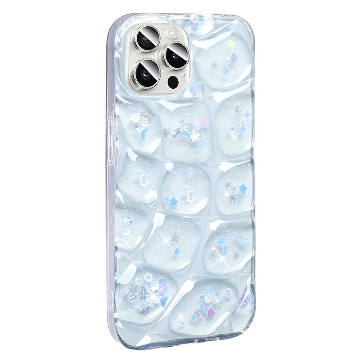Apple iPhone 15 Pro Max Kılıf Simli 3D Desenli Zore Hacar Kapak-Beyaz