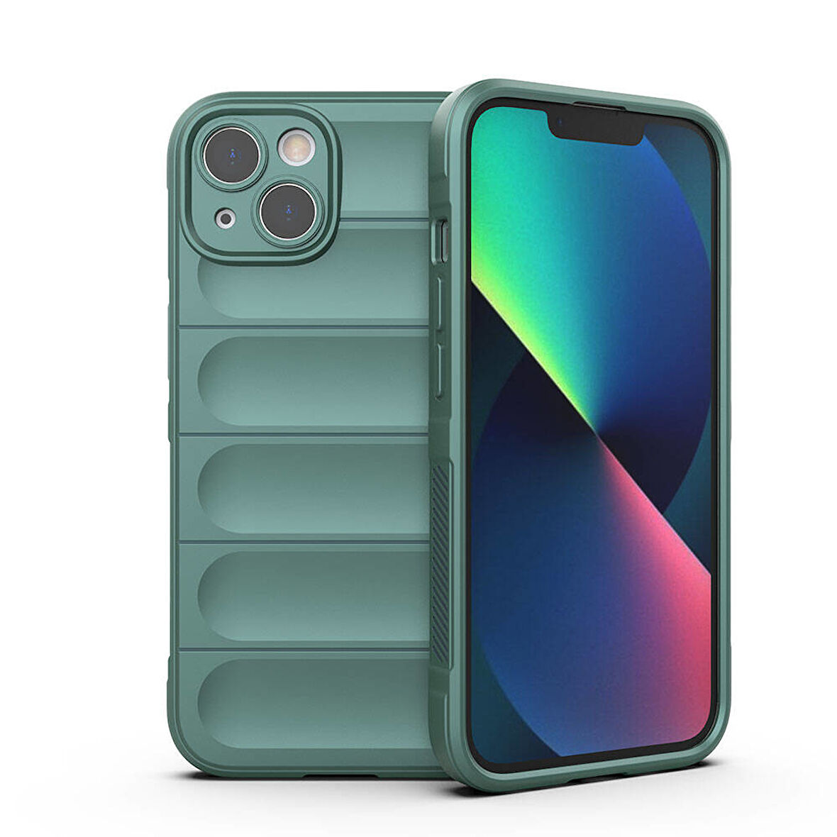 iPhone 13 Kılıf Esnek TPU Oyuklu Arka Yüzey Tasarımlı Etnik Silikon Kapak