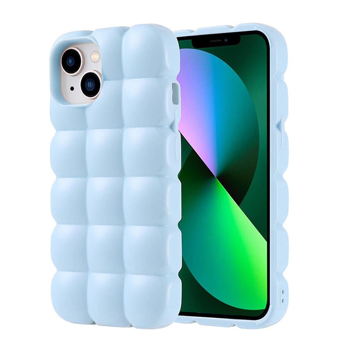 iPhone 14 Kılıf Parlak Esnek Silikon Dom Dom Kapak