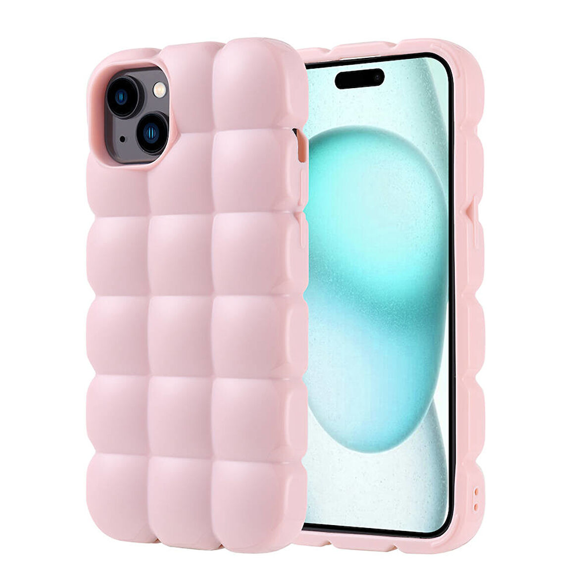 Apple iPhone 15 Plus Kılıf Parlak Esnek Silikon Zore Dom Dom Kapak-Pembe