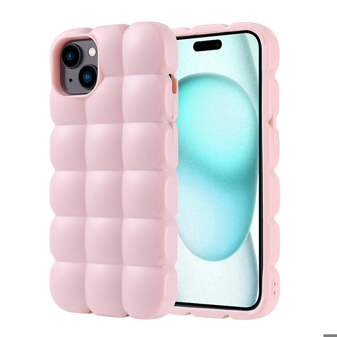 iPhone 15 Plus Kılıf Parlak Esnek Silikon Dom Dom Kapak