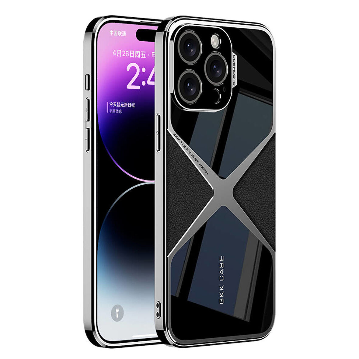 Apple iPhone 14 Pro Kılıf Ultra İnce Kamera Korumalı PC + Deri Arka Yüzey Zore X-Pro Kapak-Siyah