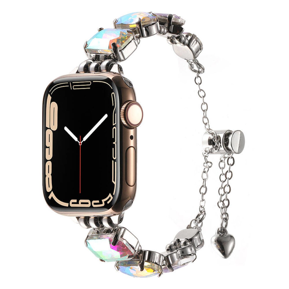 Apple Watch 44mm Zore KRD-115 Renkli Taş Tasarımlı Kordon-Colorful