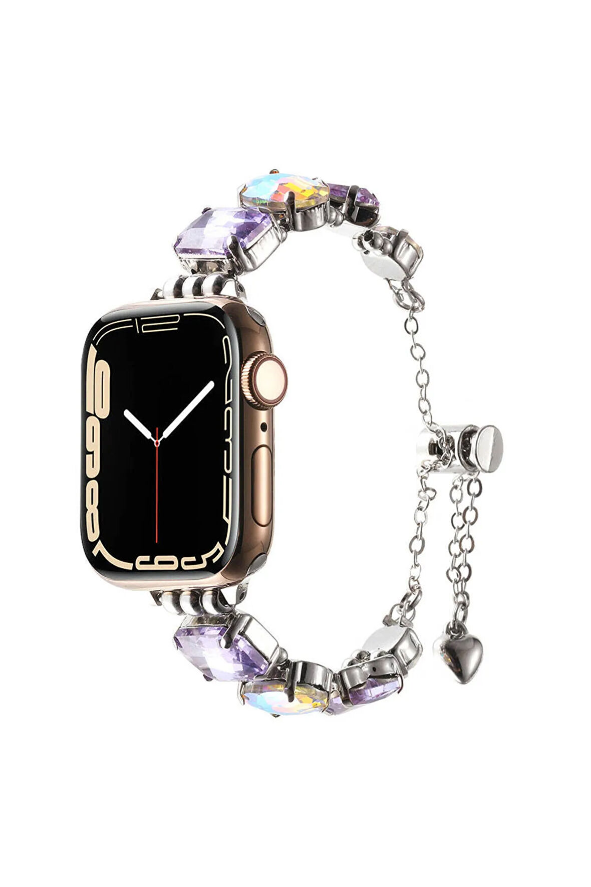 Apple Watch 38mm Ensueno KRD-115 Renkli Taş Tasarımlı Kordon-Lila
