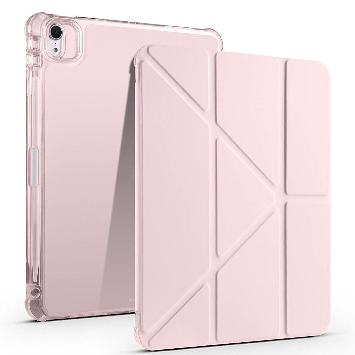 iPad Air 11 2025 M3 Kılıf ​FRMS Tri Folding Kalem Bölmeli Standlı Kılıf - Rose Gold