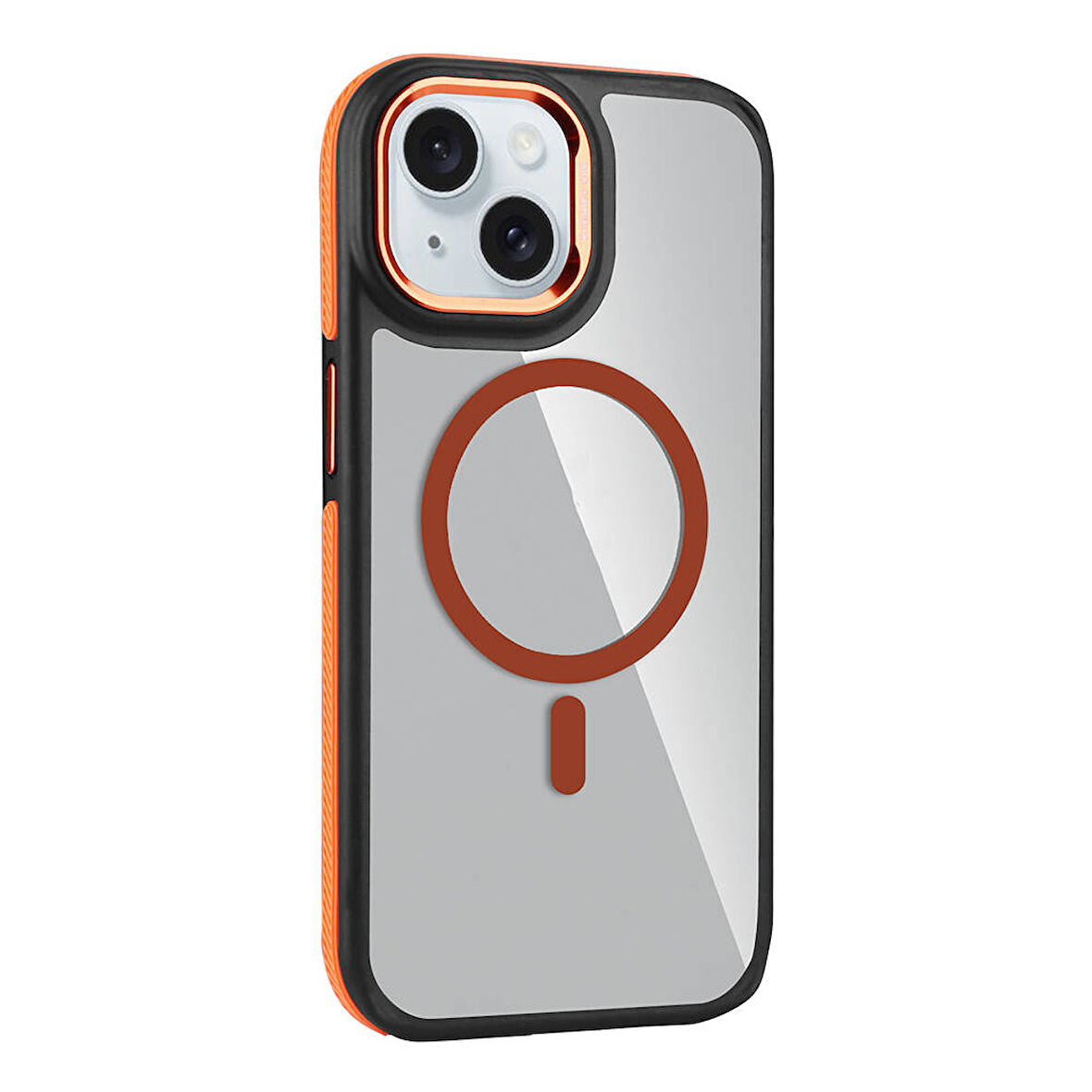 iPhone 15 Kılıf Magsafe Şarj Özellikli Mat Görünümlü Zore Solo Kapak-Turuncu