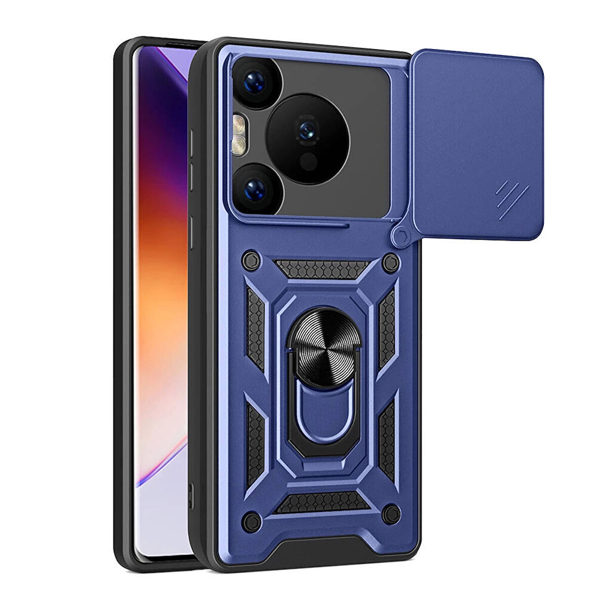 Huawei Pura 70 Pro 5G Kılıf Magnetik Standlı Kamera Korumalı Zore Sürgülü Vega Kapak