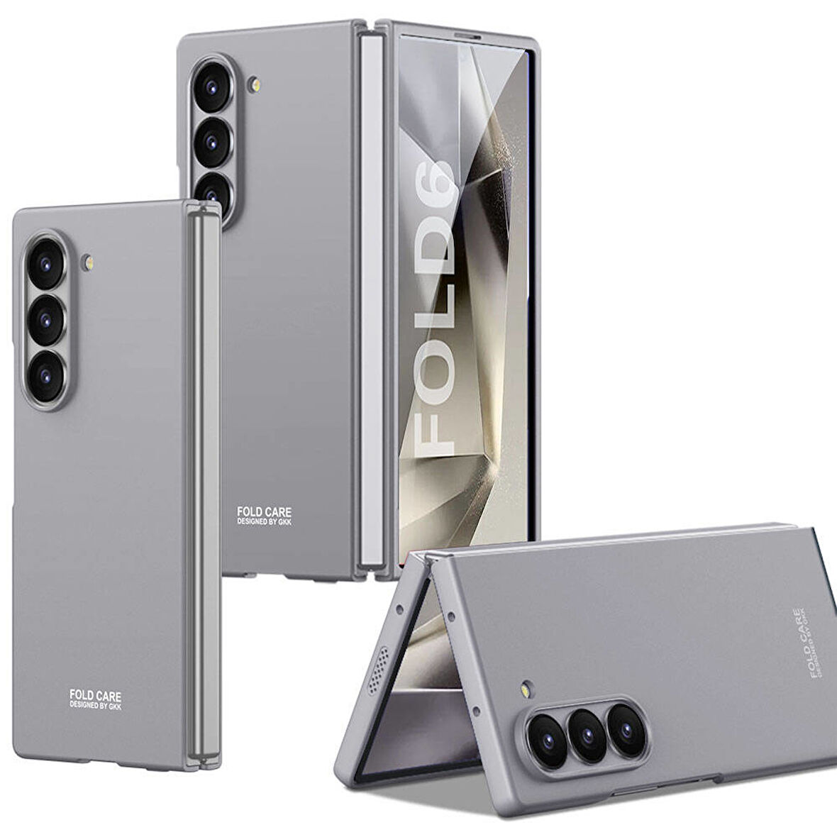 Galaxy Z Fold 6 Kılıf Ensueno Sert Kıpta Kapak-Gri