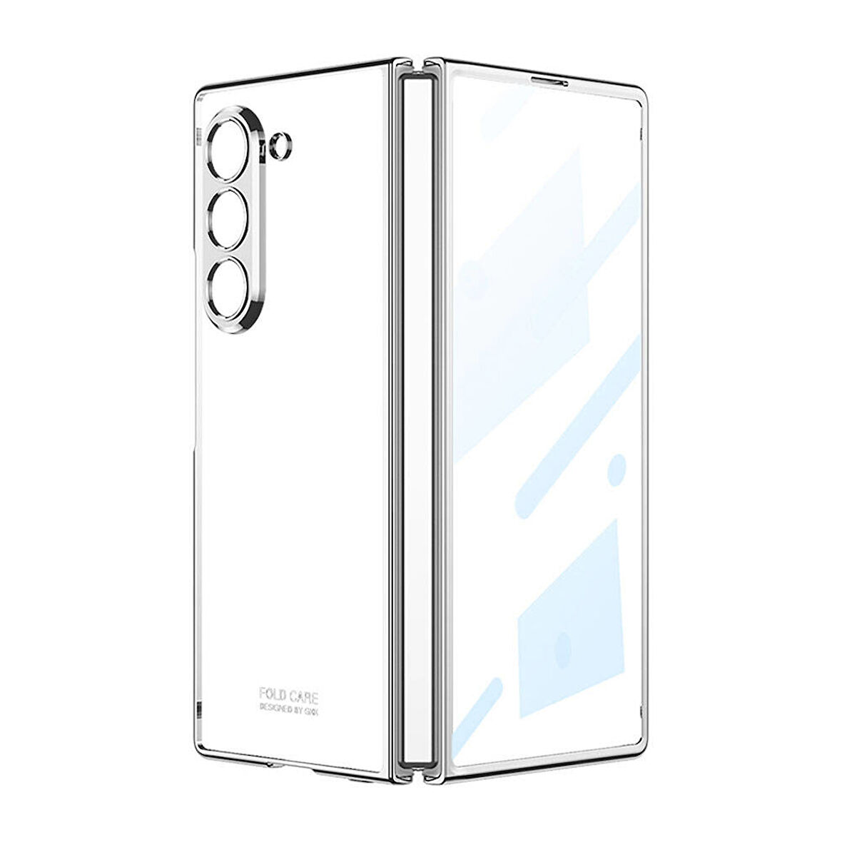 Galaxy Z Fold 6 Kılıf Zore Full Camlı Kıpta Kapak-Gümüş