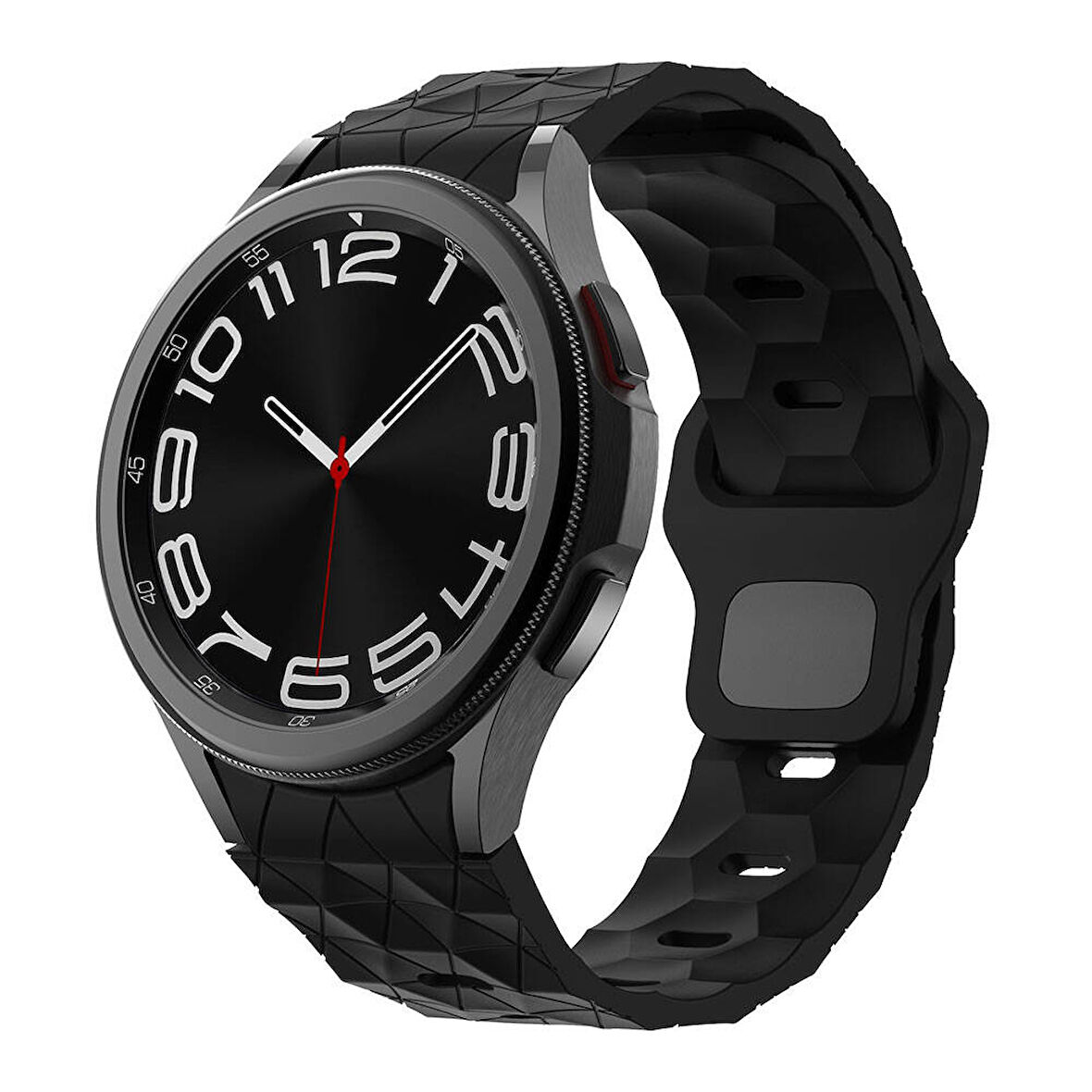 Galaxy Waych 5 44mm Zore KRD-116 20mm Futbol Desenli Spor Tasarımlı Silikon Kordon-Siyah