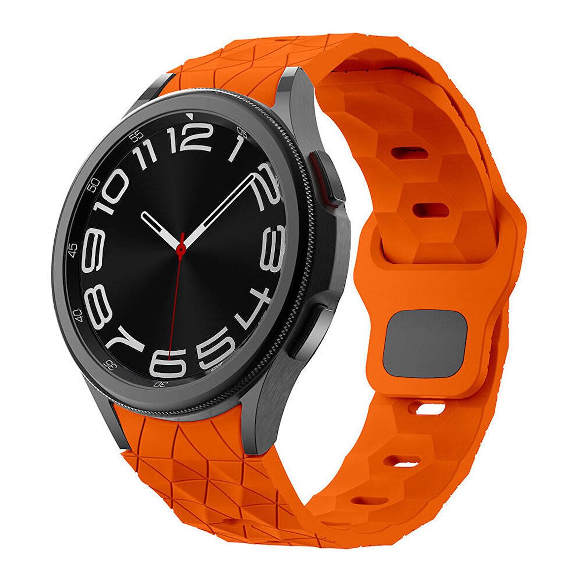 Galaxy Waych 5 44mm Zore KRD-116 20mm Futbol Desenli Spor Tasarımlı Silikon Kordon-Turuncu