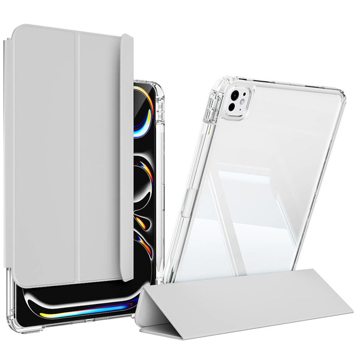 ​​​iPad Pro 11 2024 Kılıf Magnetik Ayrılabilen Airbagli ​FRMS Sliding Tablet Kılıfı - Gri