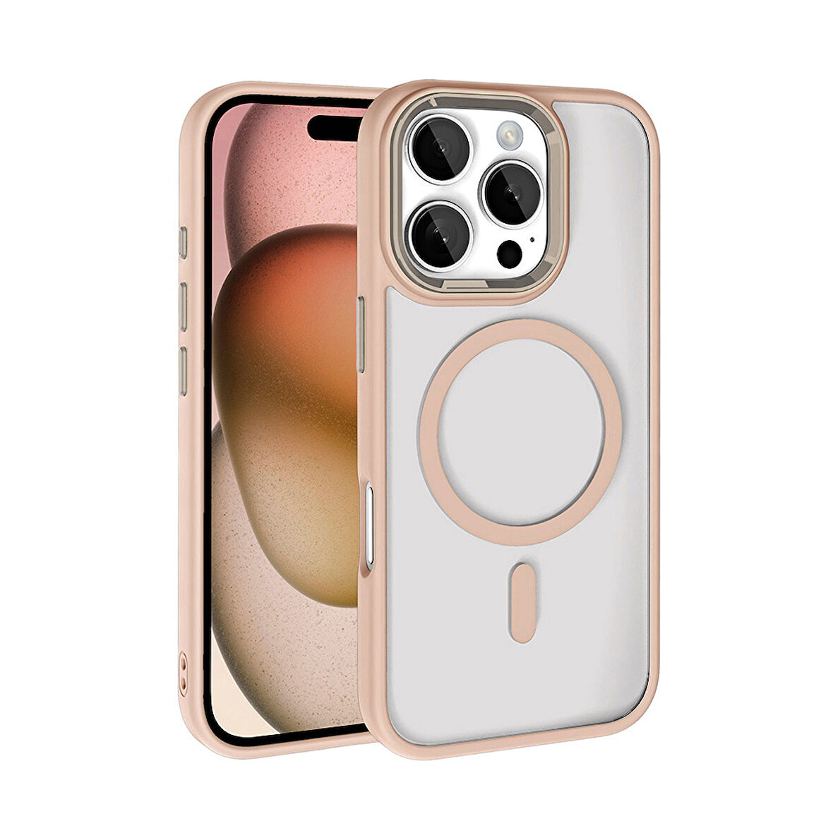 iPhone 16 Pro Kılıf Wireless Şarj Özellikli Casen Krom Magsafe Silikon Kılıf