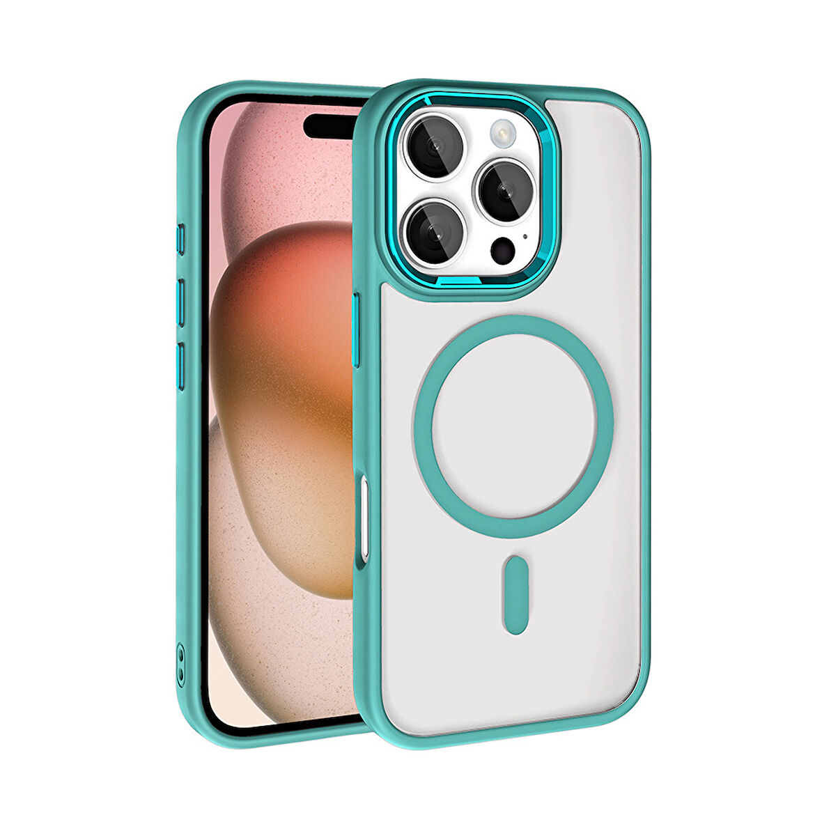 iPhone 16 Pro Max Kılıf Wireless Şarj Özellikli Casen Krom Magsafe Silikon Kılıf