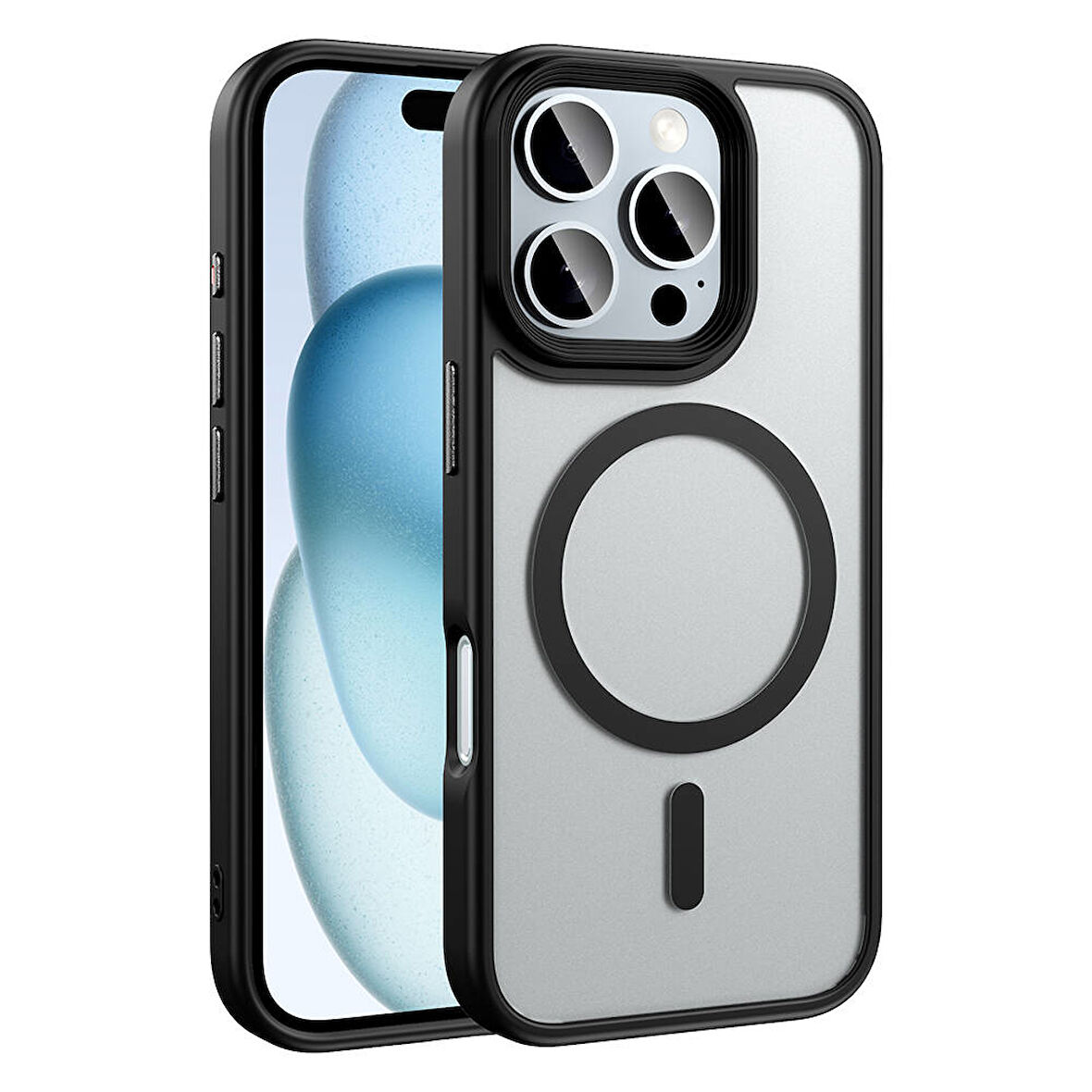 iPhone 16 Pro Max Kılıf Mat Arka Yüzey Wireless Şarj Özellikli Flet Magsafe Kapak