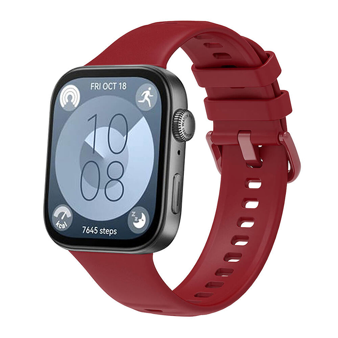 Huawei Watch Fit 3 Band Serisi Klasik Kordon Silikon Strap Kayış-Koyu Kırmızı