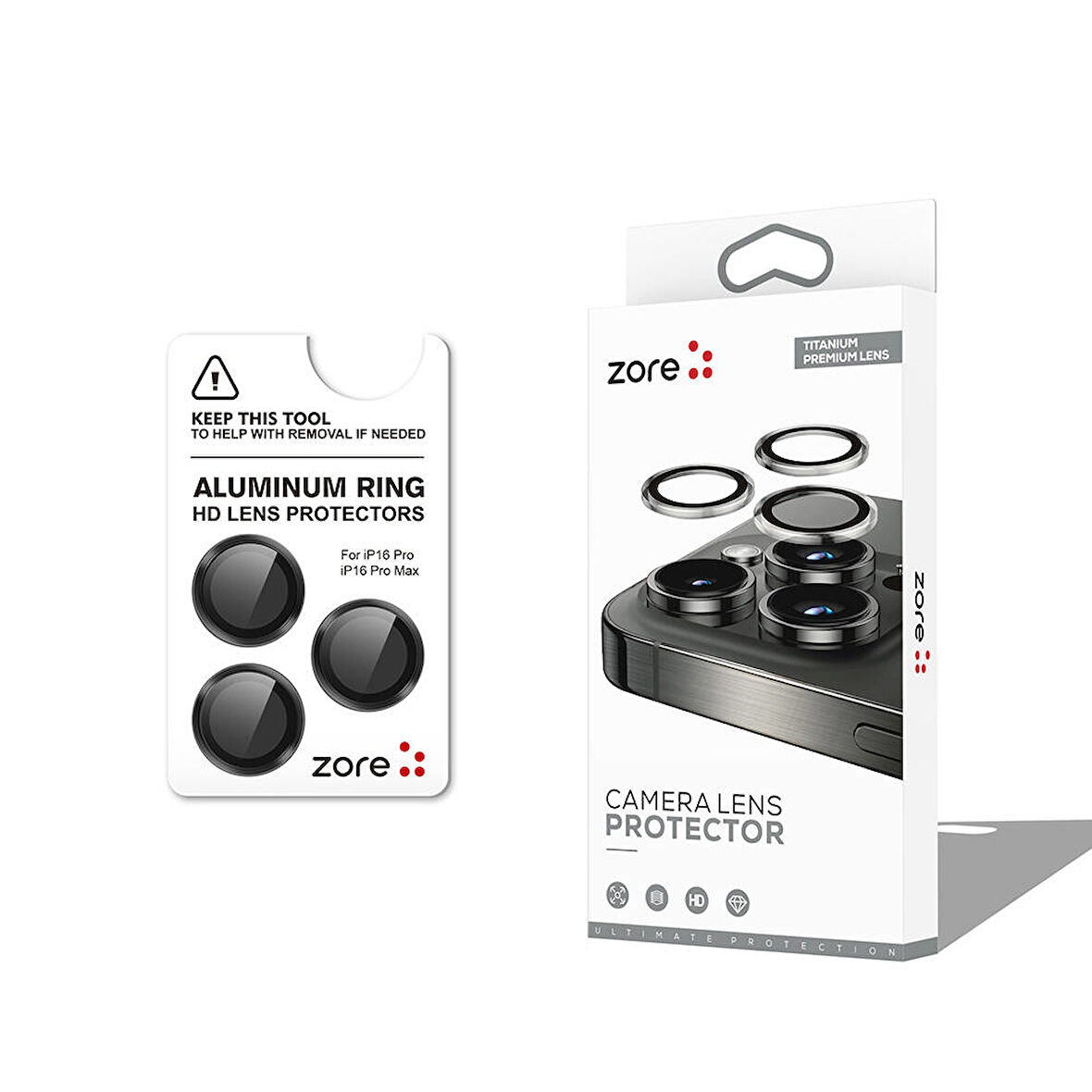 Apple iPhone 16 Pro Zore CL-12 Premium Safir Parmak İzi Bırakmayan Anti-Reflective Kamera Lens Koruy